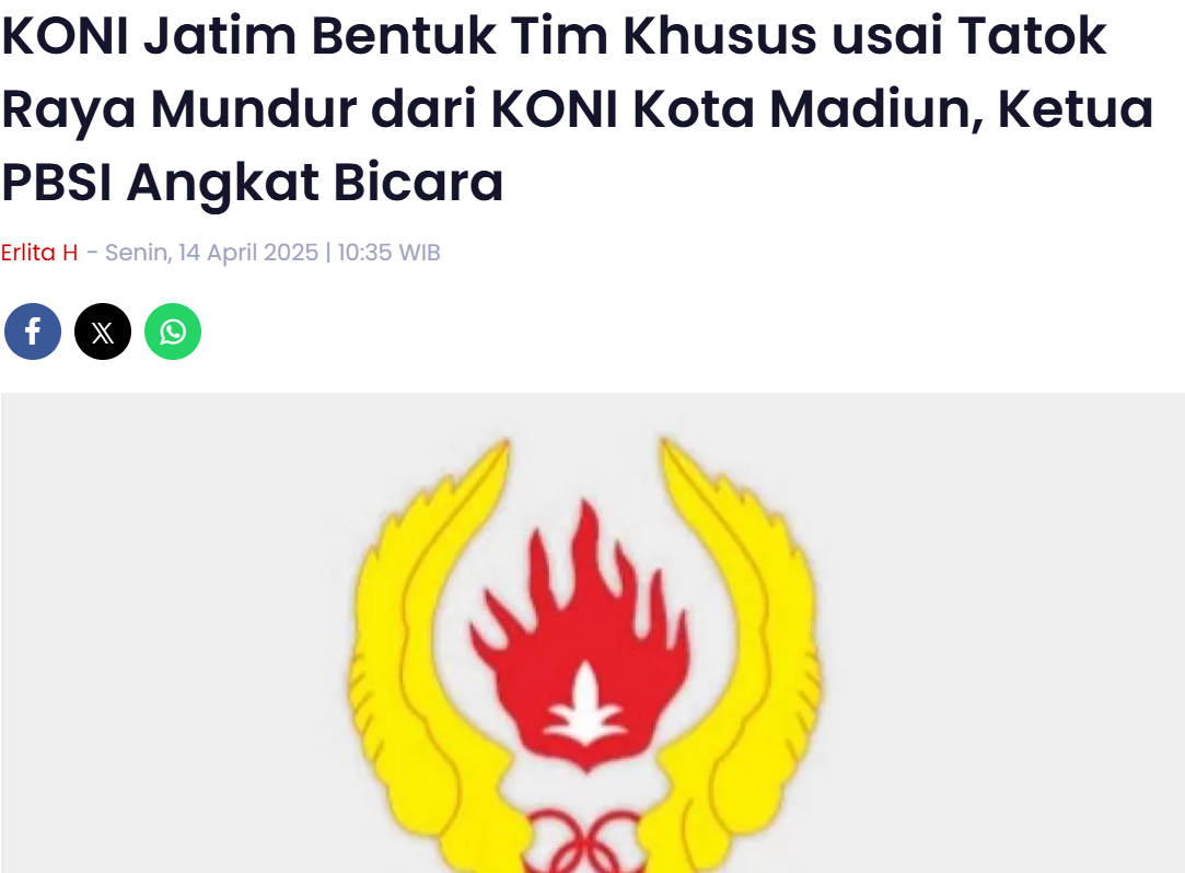 KONI Jatim Bentuk Tim Khusus usai Tatok Raya Mundur dari KONI Kota Madiun, Ketua PBSI Angkat Bicara