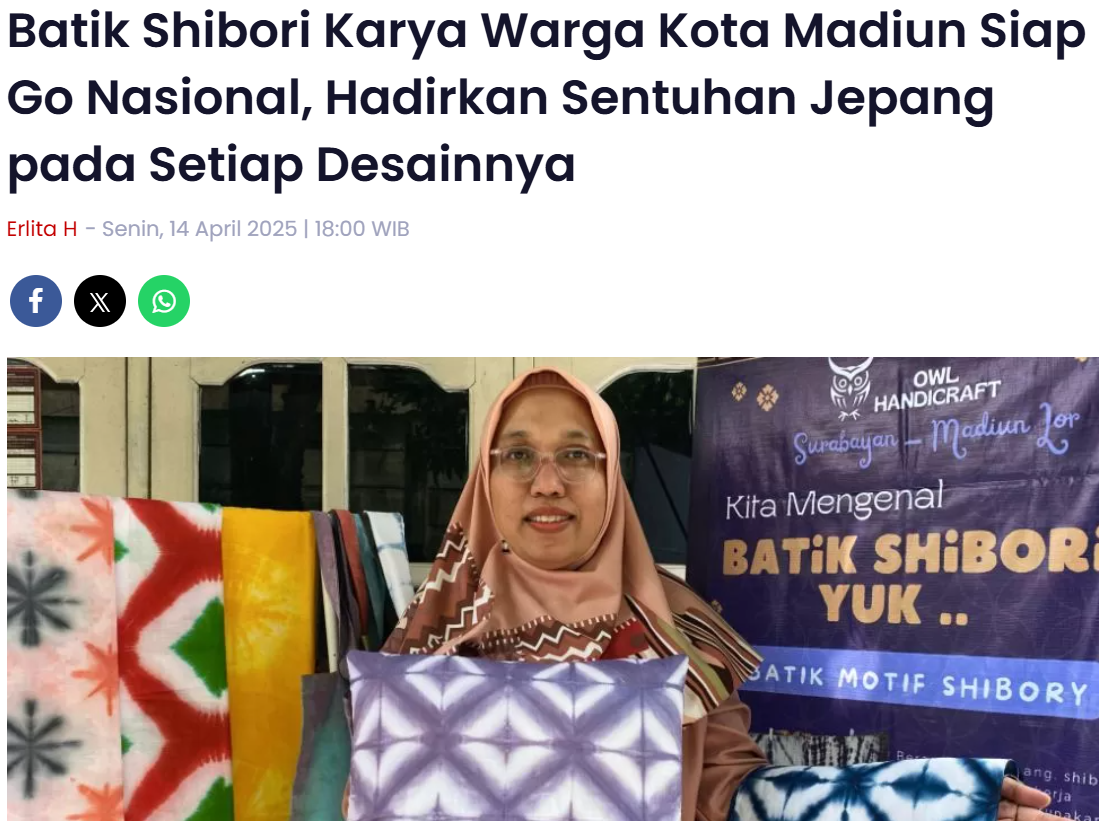 Batik Shibori Karya Warga Kota Madiun Siap Go Nasional, Hadirkan Sentuhan Jepang pada Setiap Desainnya