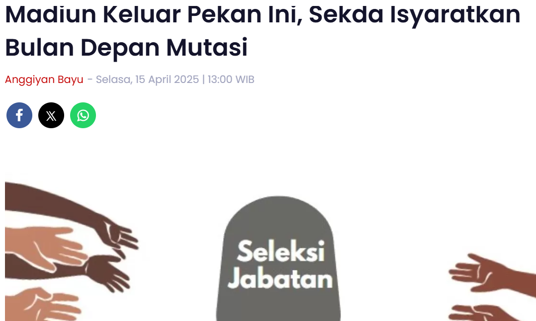 Hasil Asesmen Seleksi Kepala DPMPTSP Kota Madiun Keluar Pekan Ini, Sekda Isyaratkan Bulan Depan Mutasi