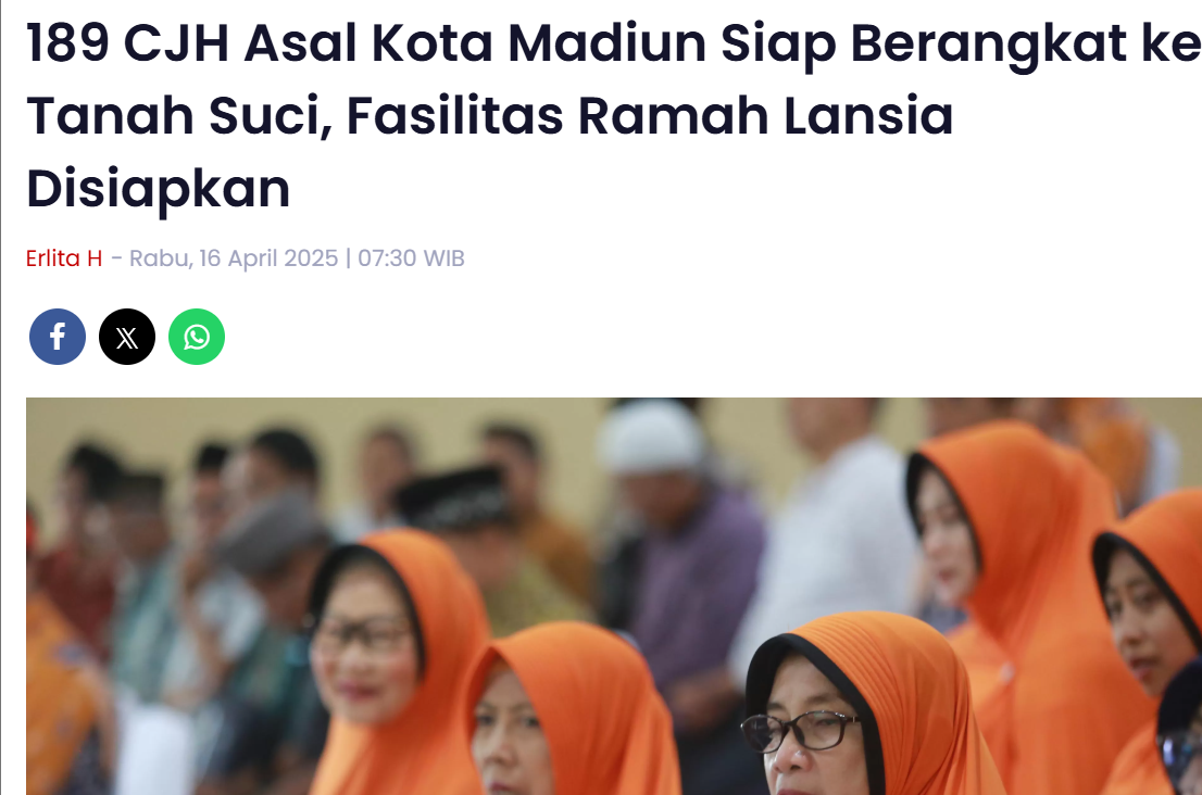 189 CJH Asal Kota Madiun Siap Berangkat ke Tanah Suci, Fasilitas Ramah Lansia Disiapkan