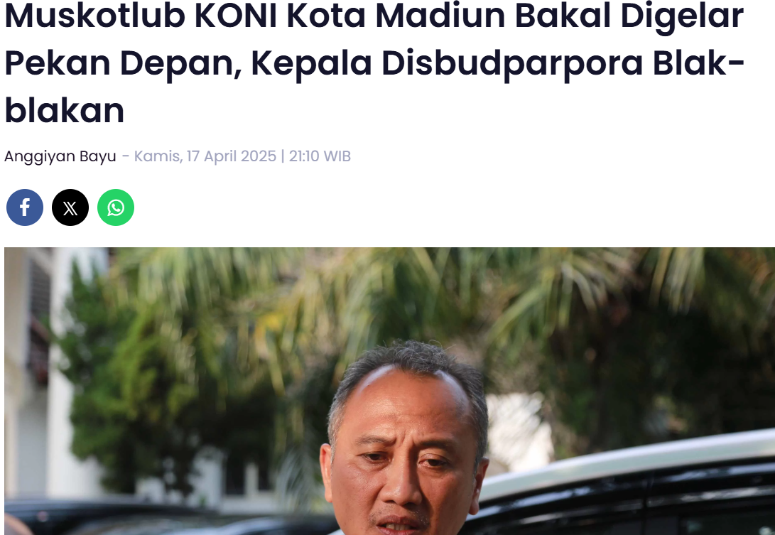 Muskotlub KONI Kota Madiun Bakal Digelar Pekan Depan, Kepala Disbudparpora Blak-blakan