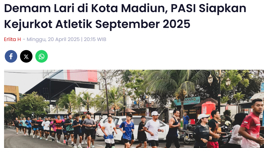 Demam Lari di Kota Madiun, PASI Siapkan Kejurkot Atletik September 2025