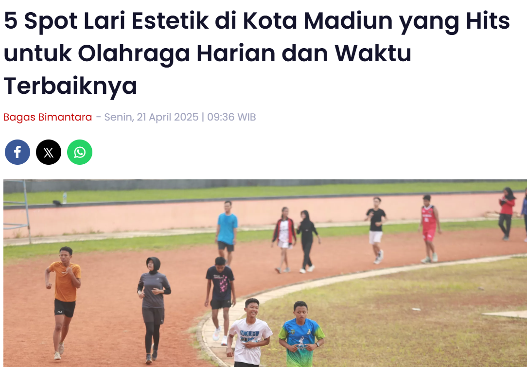5 Spot Lari Estetik di Kota Madiun yang Hits untuk Olahraga Harian dan Waktu Terbaiknya