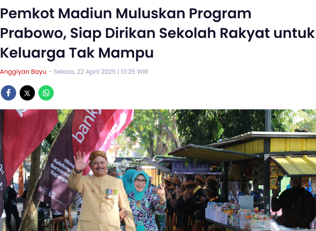 Pemkot Madiun Muluskan Program Prabowo, Siap Dirikan Sekolah Rakyat untuk Keluarga Tak Mampu