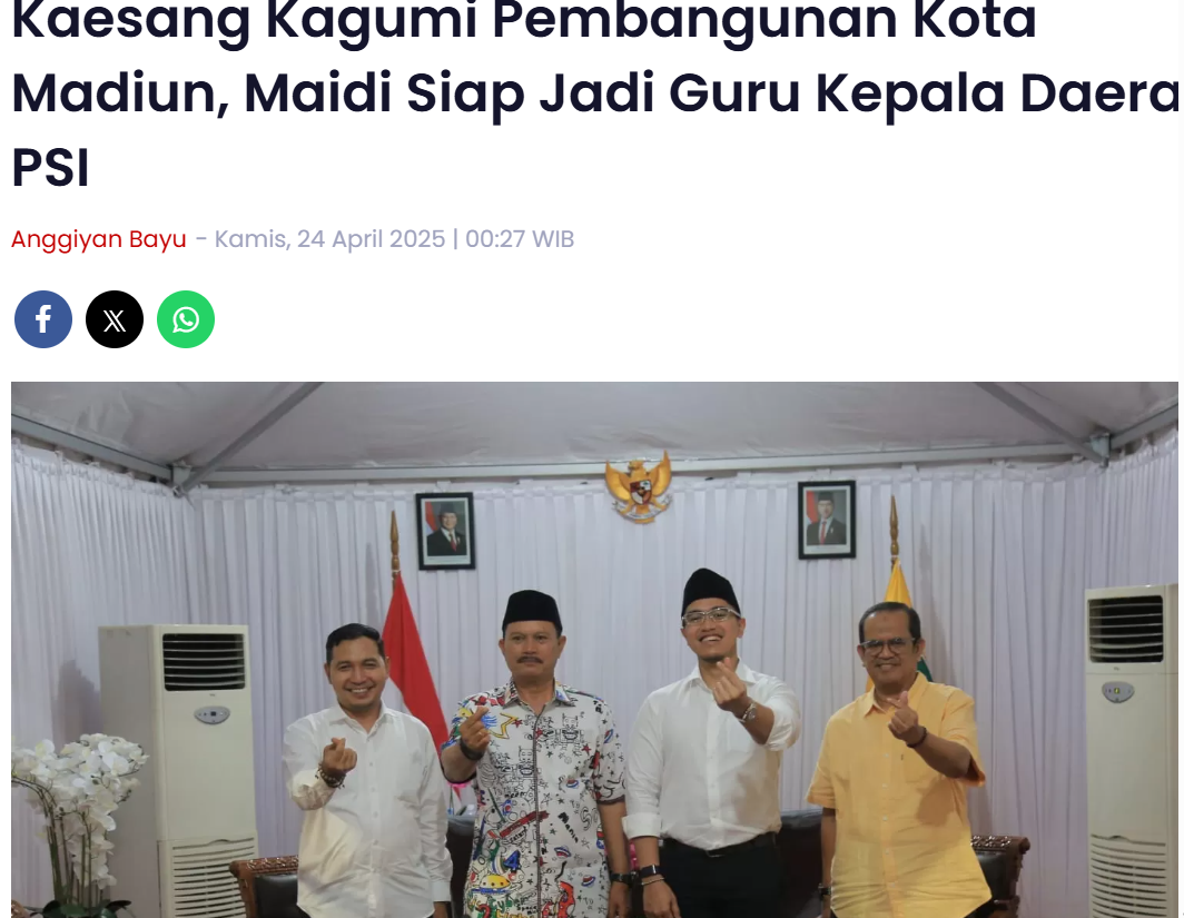 Kaesang Kagumi Pembangunan Kota Madiun, Maidi Siap Jadi Guru Kepala Daerah PSI