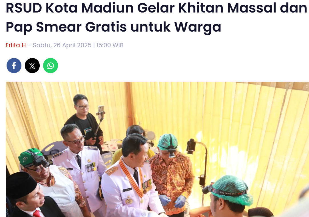 RSUD Kota Madiun Gelar Khitan Massal dan Pap Smear Gratis untuk Warga