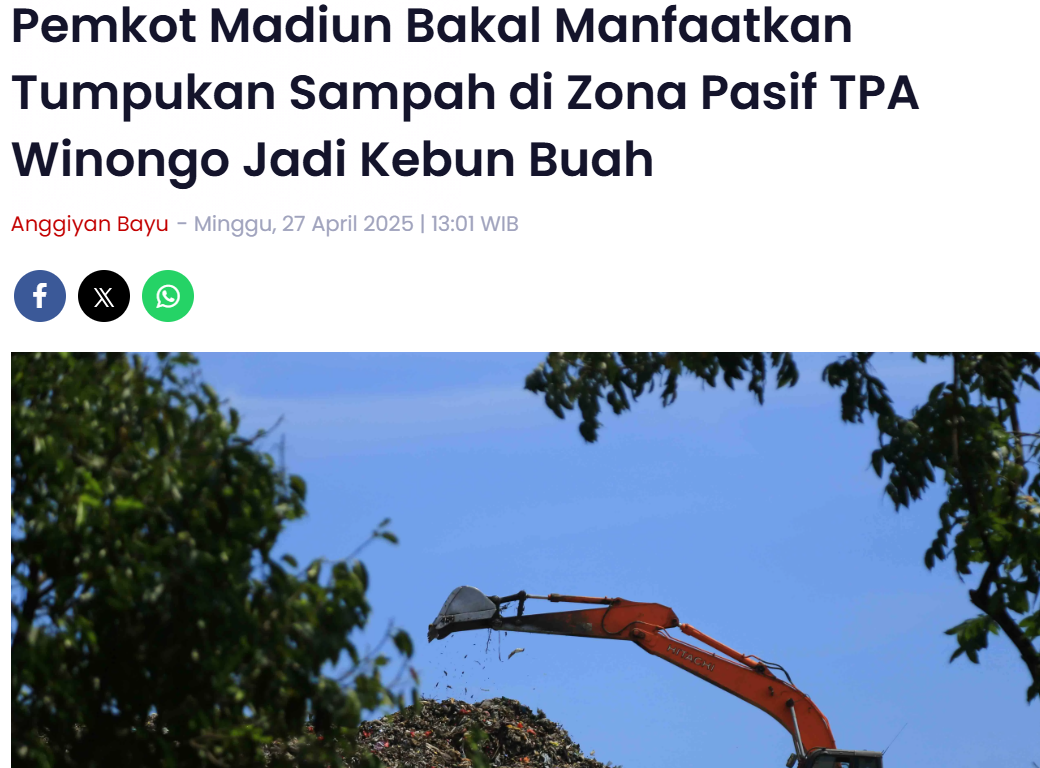 Pemkot Madiun Bakal Manfaatkan Tumpukan Sampah di Zona Pasif TPA Winongo Jadi Kebun Buah