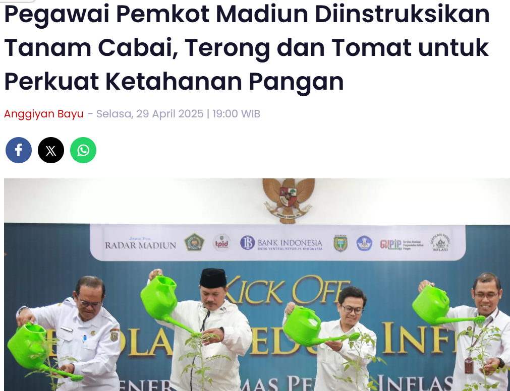 Pegawai Pemkot Madiun Diinstruksikan Tanam Cabai, Terong dan Tomat untuk Perkuat Ketahanan Pangan