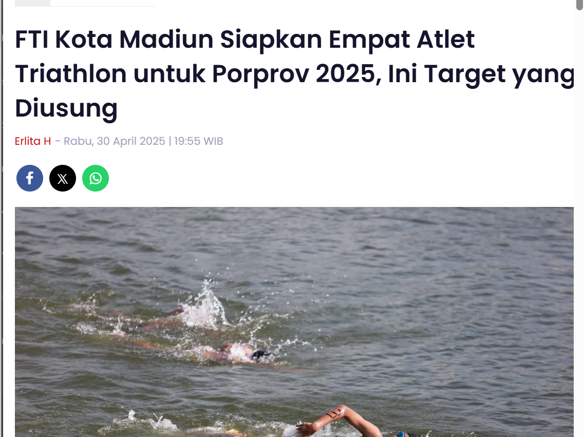 FTI Kota Madiun Siapkan Empat Atlet Triathlon untuk Porprov 2025, Ini Target yang Diusung