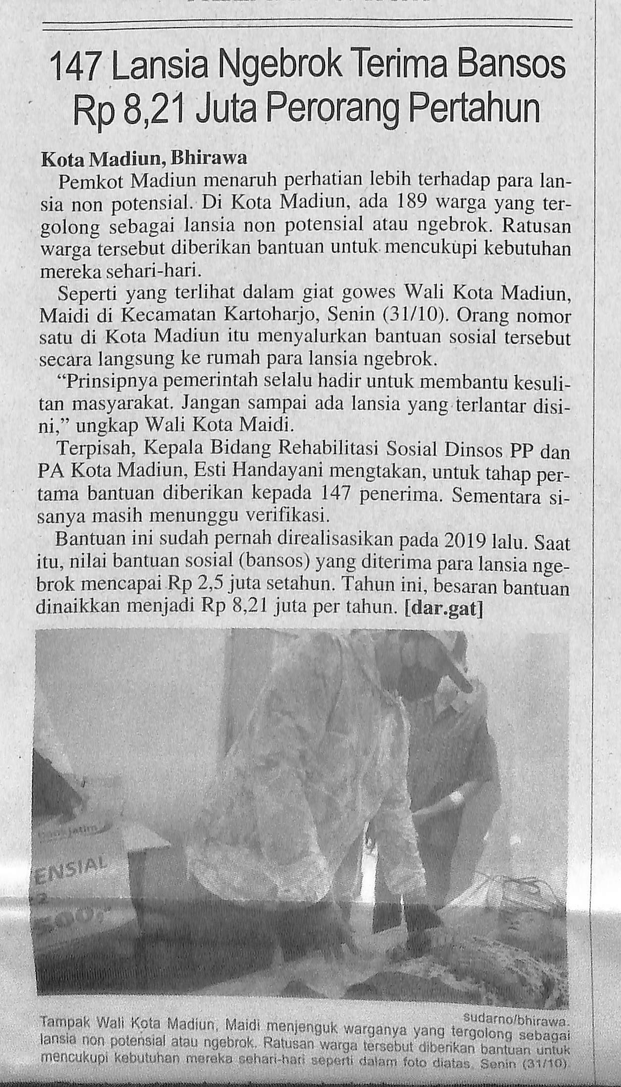 147 Lansia Ngebrok Terima Bansos Rp 8,21 Juta Perorang Pertahun