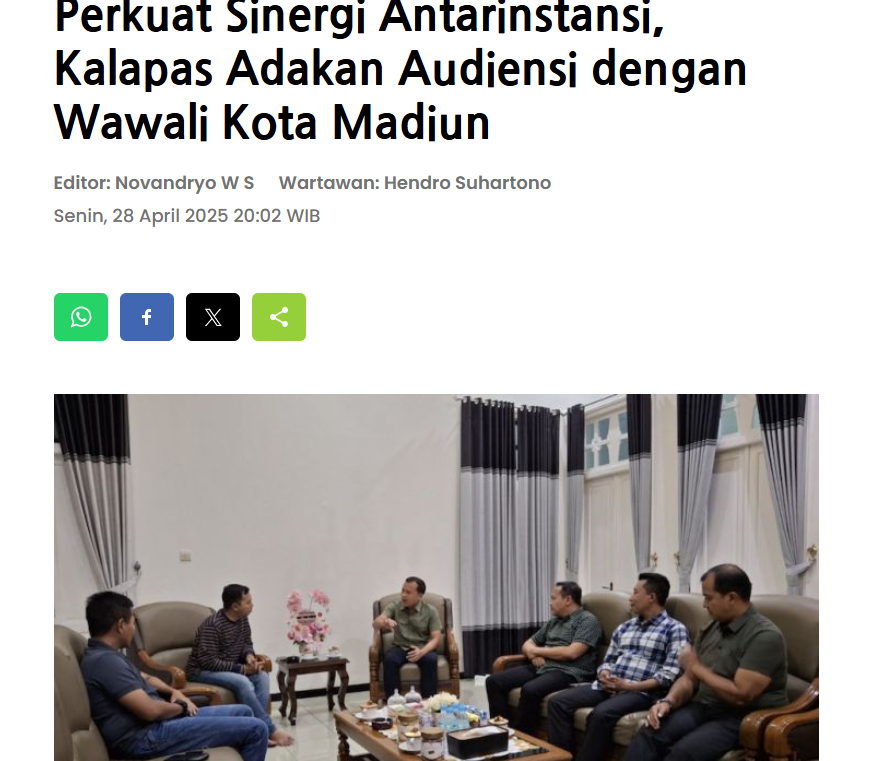 Perkuat Sinergi Antarinstansi, Kalapas Adakan Audiensi dengan Wawali Kota Madiun