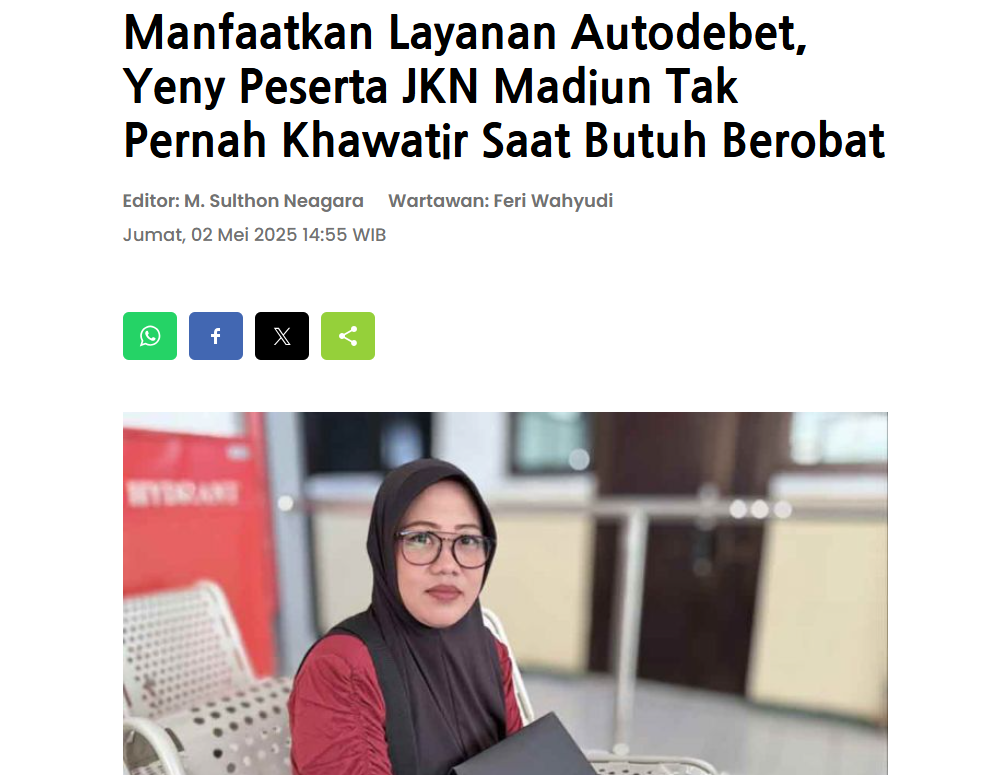 Manfaatkan Layanan Autodebet, Yeny Peserta JKN Madiun Tak Pernah Khawatir Saat Butuh Berobat