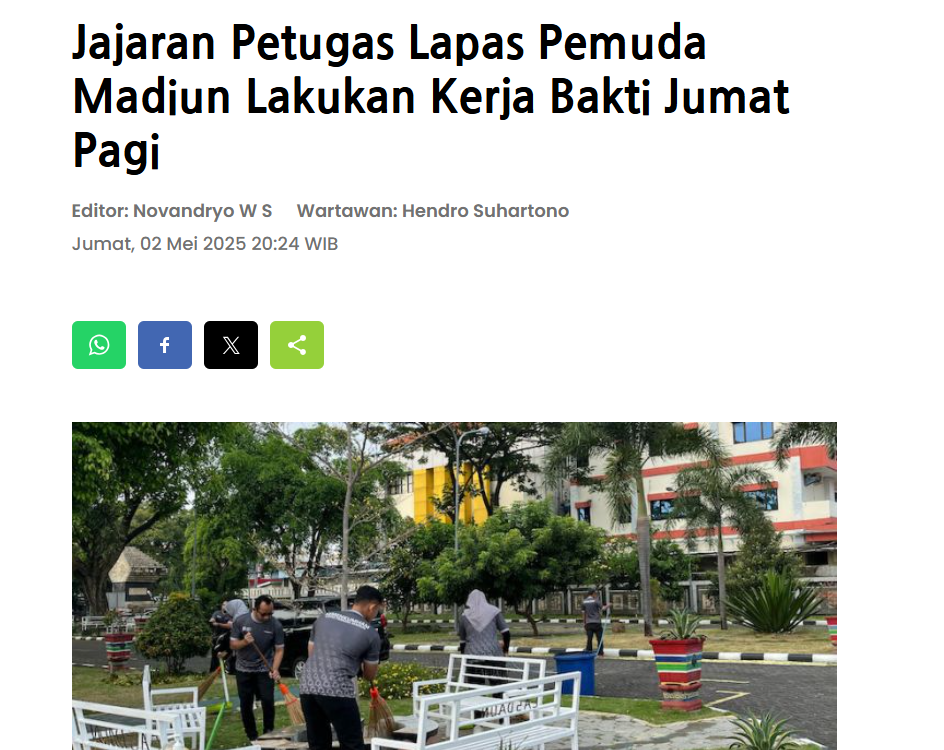 Jajaran Petugas Lapas Pemuda Madiun Lakukan Kerja Bakti Jumat Pagi