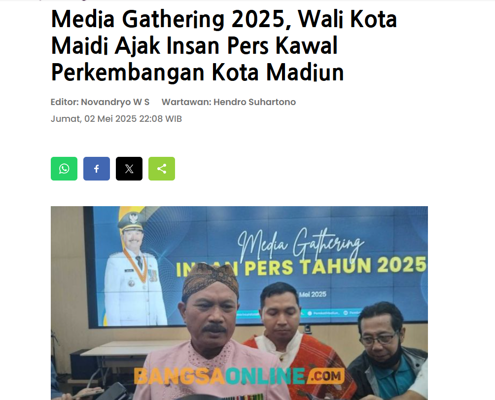 Media Gathering 2025, Wali Kota Maidi Ajak Insan Pers Kawal Perkembangan Kota Madiun