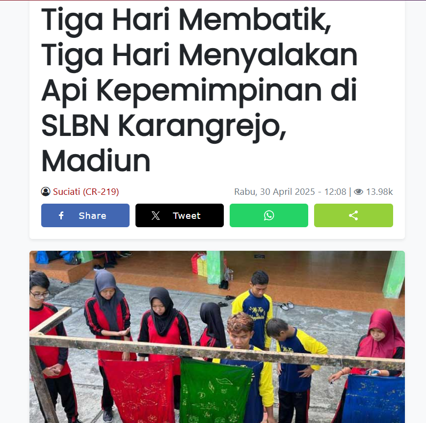 Tiga Hari Membatik, Tiga Hari Menyalakan Api Kepemimpinan di SLBN Karangrejo, Madiun