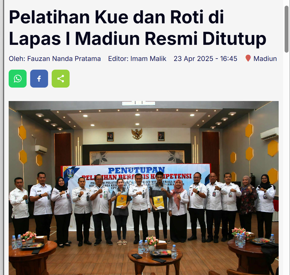 Pelatihan Kue dan Roti di Lapas I Madiun Resmi Ditutup
