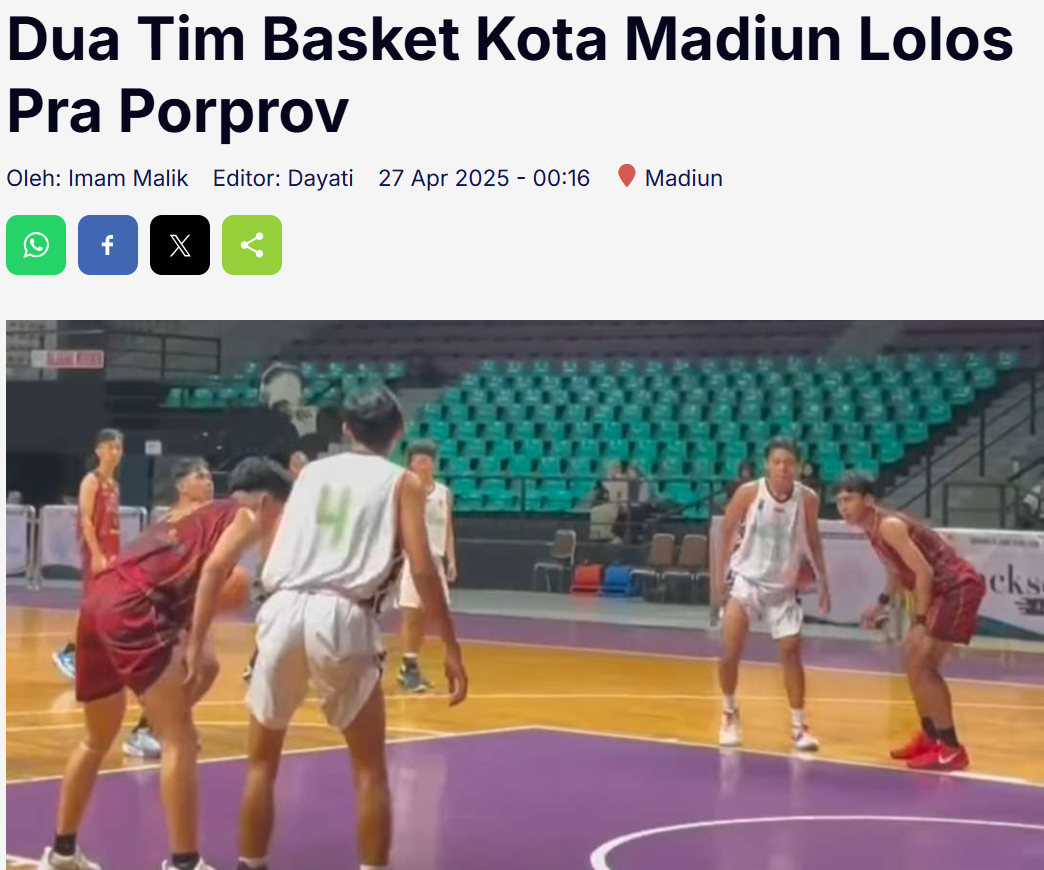 Dua Tim Basket Kota Madiun Lolos Pra Porprov