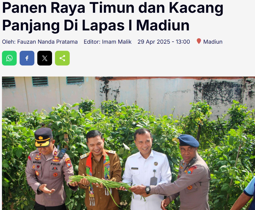 Panen Raya Timun dan Kacang Panjang Di Lapas I Madiun
