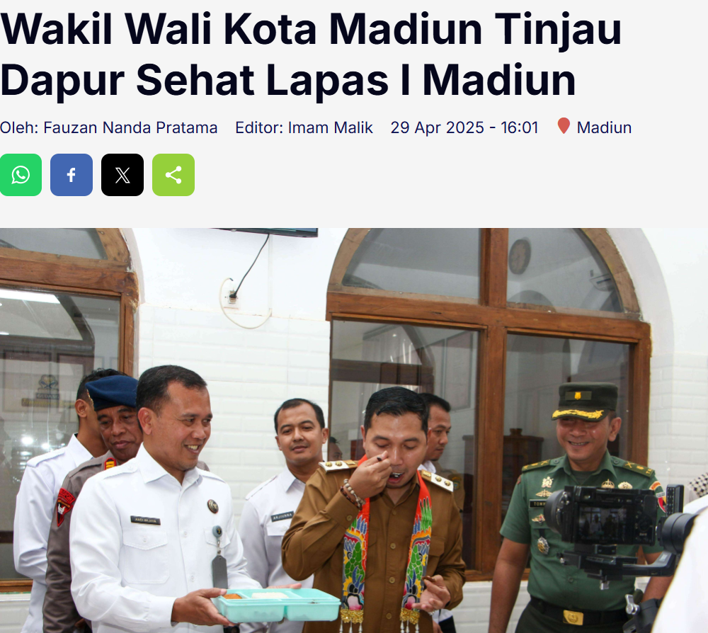 Wakil Wali Kota Madiun Tinjau Dapur Sehat Lapas I Madiun