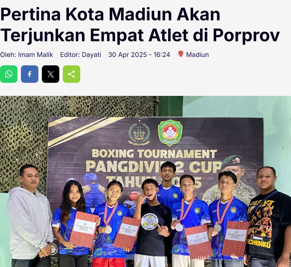 Pertina Kota Madiun Akan Terjunkan Empat Atlet di Porprov