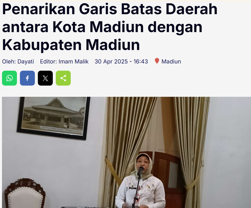 Penarikan Garis Batas Daerah antara Kota Madiun dengan Kabupaten Madiun