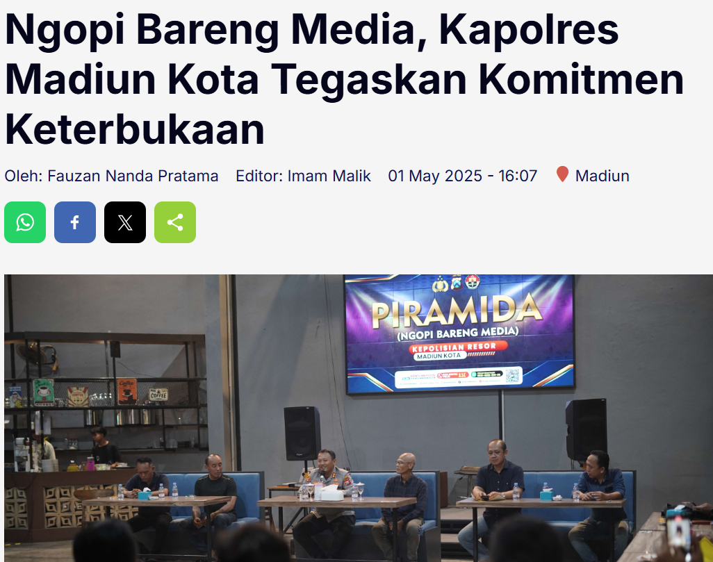 Ngopi Bareng Media, Kapolres Madiun Kota Tegaskan Komitmen Keterbukaan