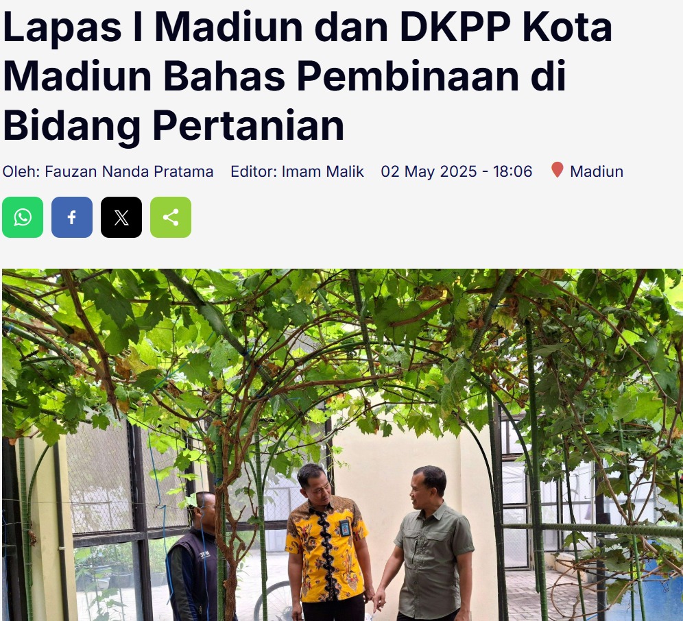 Lapas I Madiun dan DKPP Kota Madiun Bahas Pembinaan di Bidang Pertanian