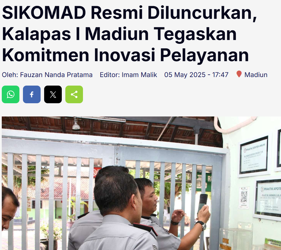 SIKOMAD Resmi Diluncurkan, Kalapas I Madiun Tegaskan Komitmen Inovasi Pelayanan