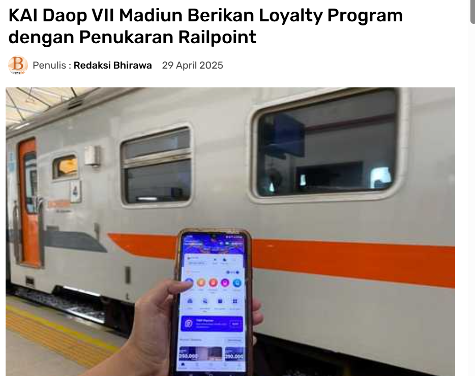 KAI Daop VII Madiun Berikan Loyalty Program dengan Penukaran Railpoint