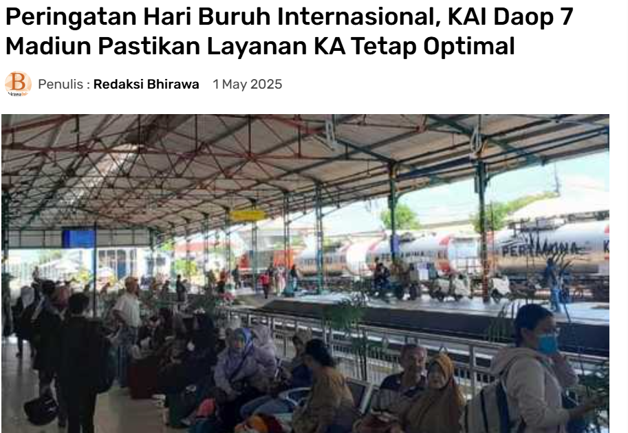 Peringatan Hari Buruh Internasional, KAI Daop 7 Madiun Pastikan Layanan KA Tetap Optimal