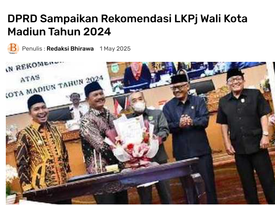 DPRD Sampaikan Rekomendasi LKPj Wali Kota Madiun Tahun 2024