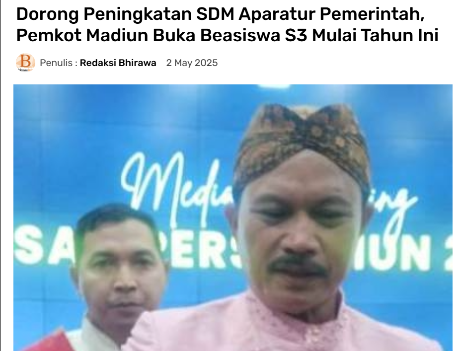 Dorong Peningkatan SDM Aparatur Pemerintah, Pemkot Madiun Buka Beasiswa S3 Mulai Tahun Ini