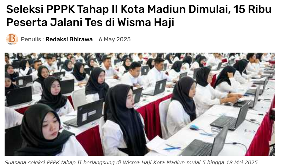 Seleksi PPPK Tahap II Kota Madiun Dimulai, 15 Ribu Peserta Jalani Tes di Wisma Haji