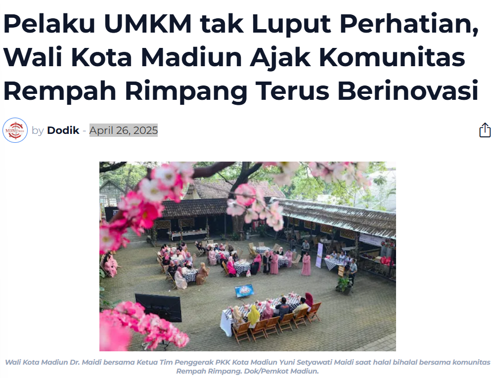 Pelaku UMKM tak Luput Perhatian, Wali Kota Madiun Ajak Komunitas Rempah Rimpang Terus Berinovasi