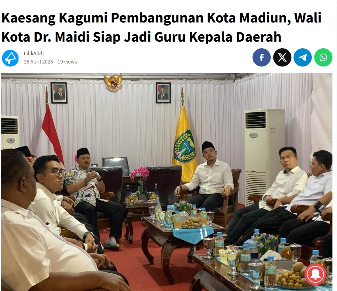 Kaesang Kagumi Pembangunan Kota Madiun, Wali Kota Dr. Maidi Siap Jadi Guru Kepala Daerah