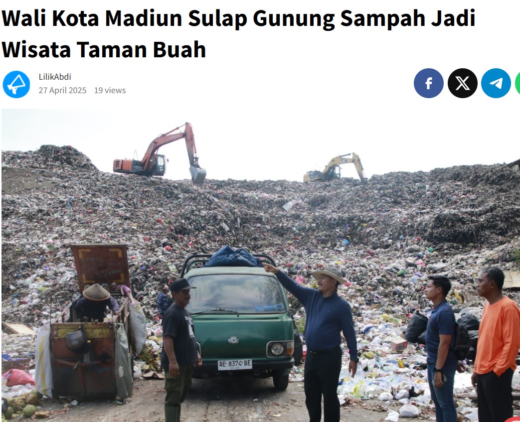 Wali Kota Madiun Sulap Gunung Sampah Jadi Wisata Taman Buah