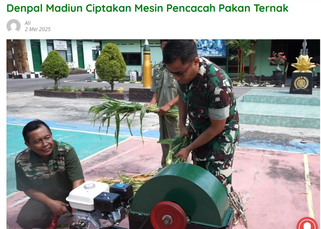 Denpal Madiun Ciptakan Mesin Pencacah Pakan Ternak