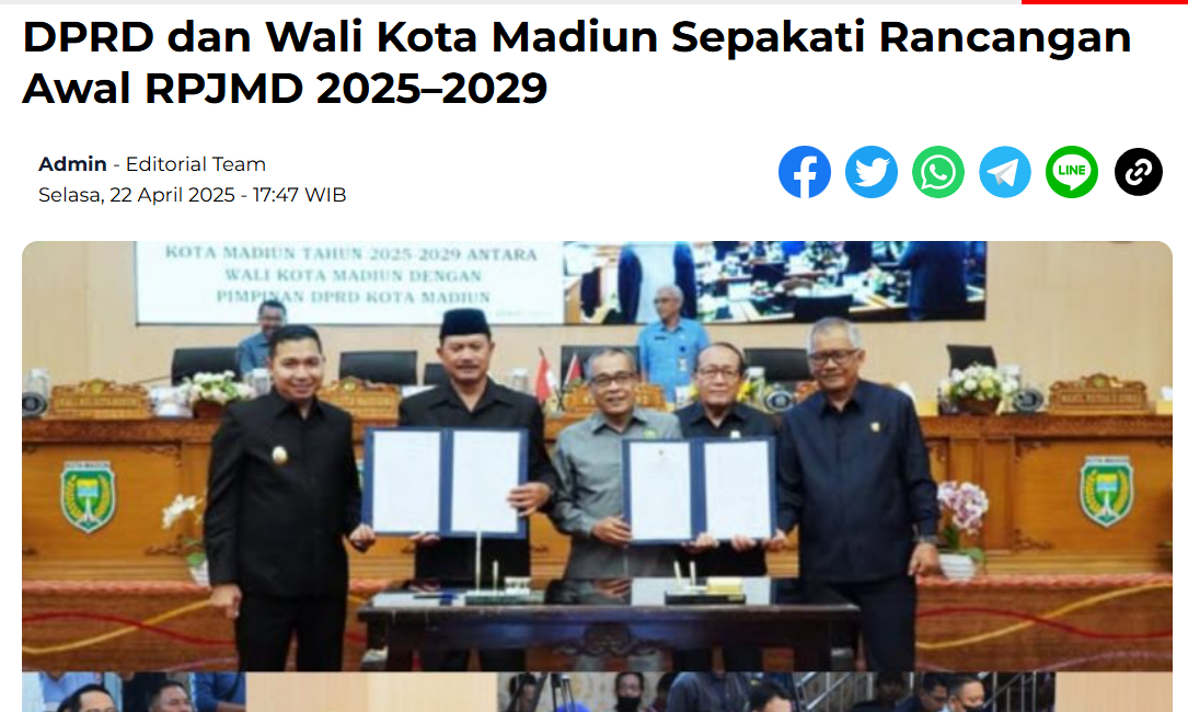 DPRD dan Wali Kota Madiun Sepakati Rancangan Awal RPJMD 2025–2029