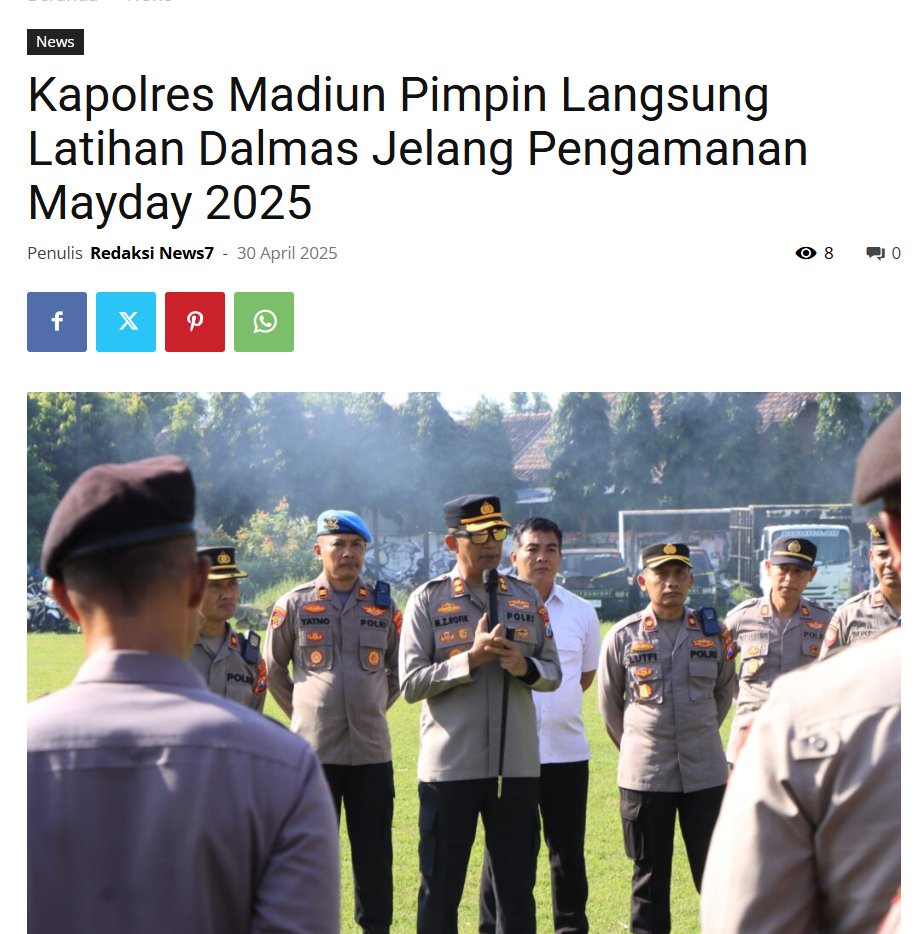 Kapolres Madiun Pimpin Langsung Latihan Dalmas Jelang Pengamanan Mayday 2025