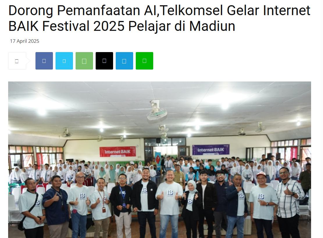 Dorong Pemanfaatan AI,Telkomsel Gelar Internet BAIK Festival 2025 Pelajar di Madiun