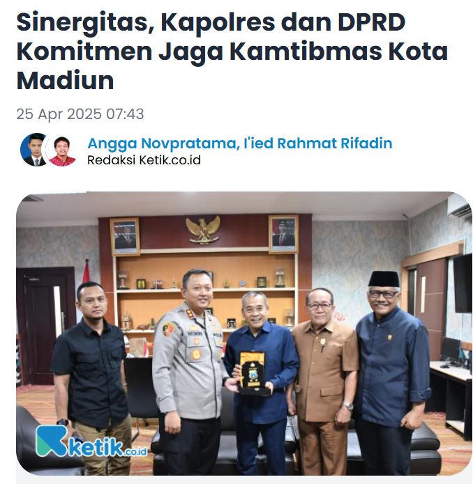 Sinergitas, Kapolres dan DPRD Komitmen Jaga Kamtibmas Kota Madiun