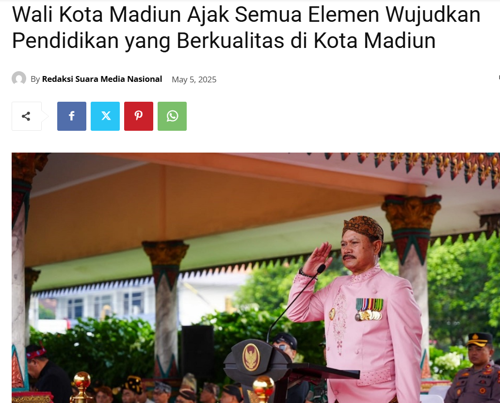 Wali Kota Madiun Ajak Semua Elemen Wujudkan Pendidikan yang Berkualitas di Kota Madiun