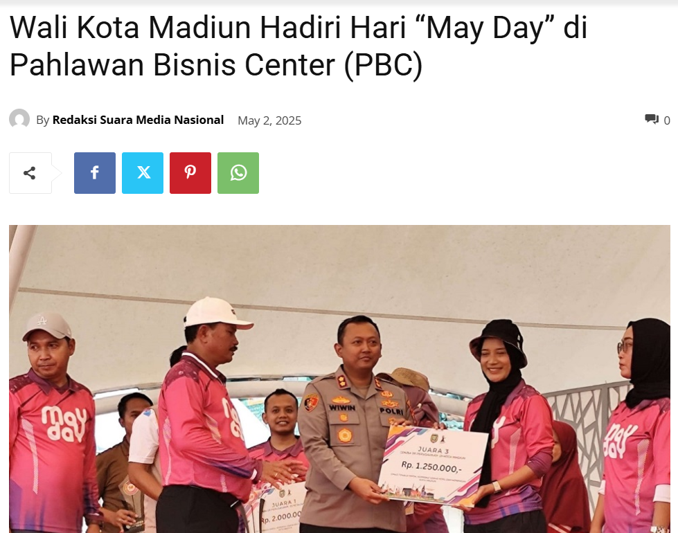 Wali Kota Madiun Hadiri Hari “May Day” di Pahlawan Bisnis Center (PBC)