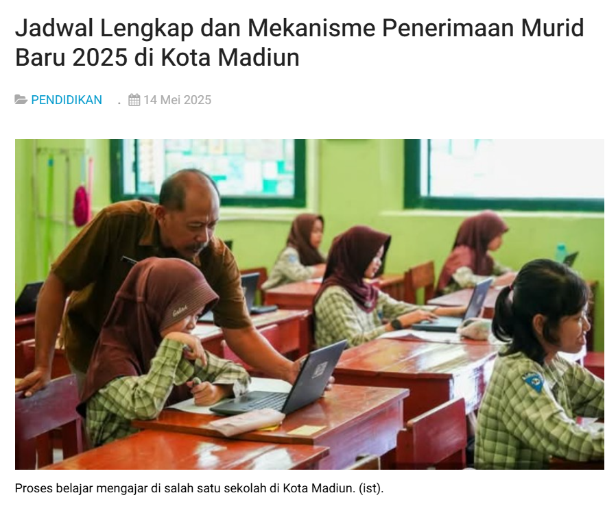 Jadwal Lengkap dan Mekanisme Penerimaan Murid Baru 2025 di Kota Madiun