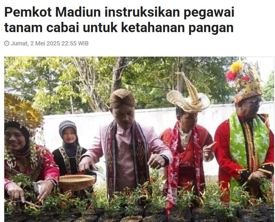 Pemkot Madiun instruksikan pegawai tanam cabai untuk ketahanan pangan
