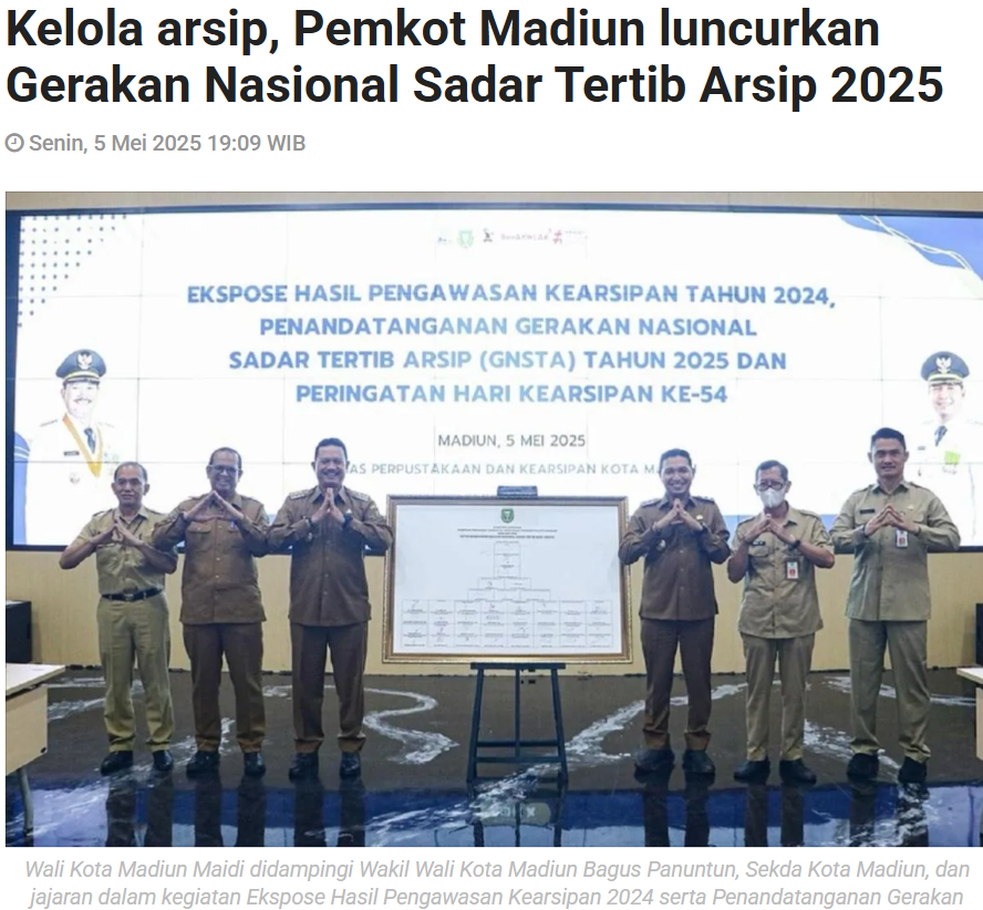 Kelola arsip, Pemkot Madiun luncurkan Gerakan Nasional Sadar Tertib Arsip 2025