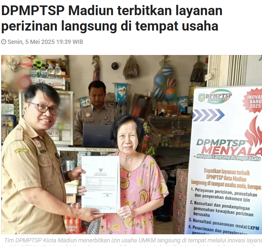 DPMPTSP Madiun terbitkan layanan perizinan langsung di tempat usaha
