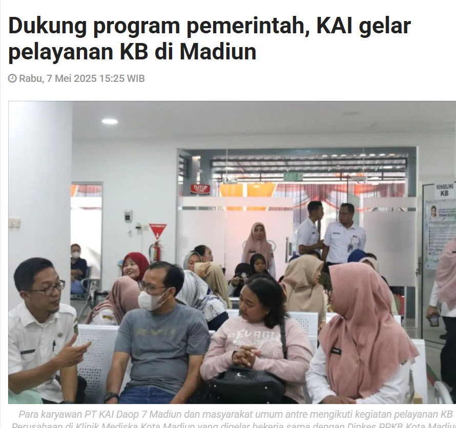 Dukung program pemerintah, KAI gelar pelayanan KB di Madiun