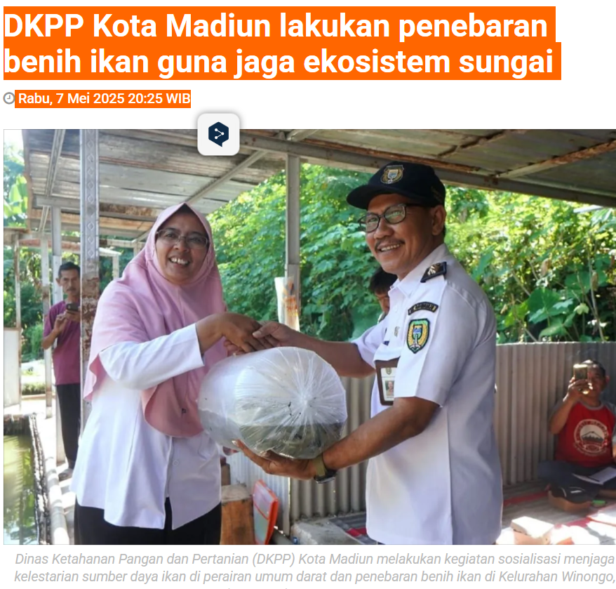 DKPP Kota Madiun lakukan penebaran benih ikan guna jaga ekosistem sungai