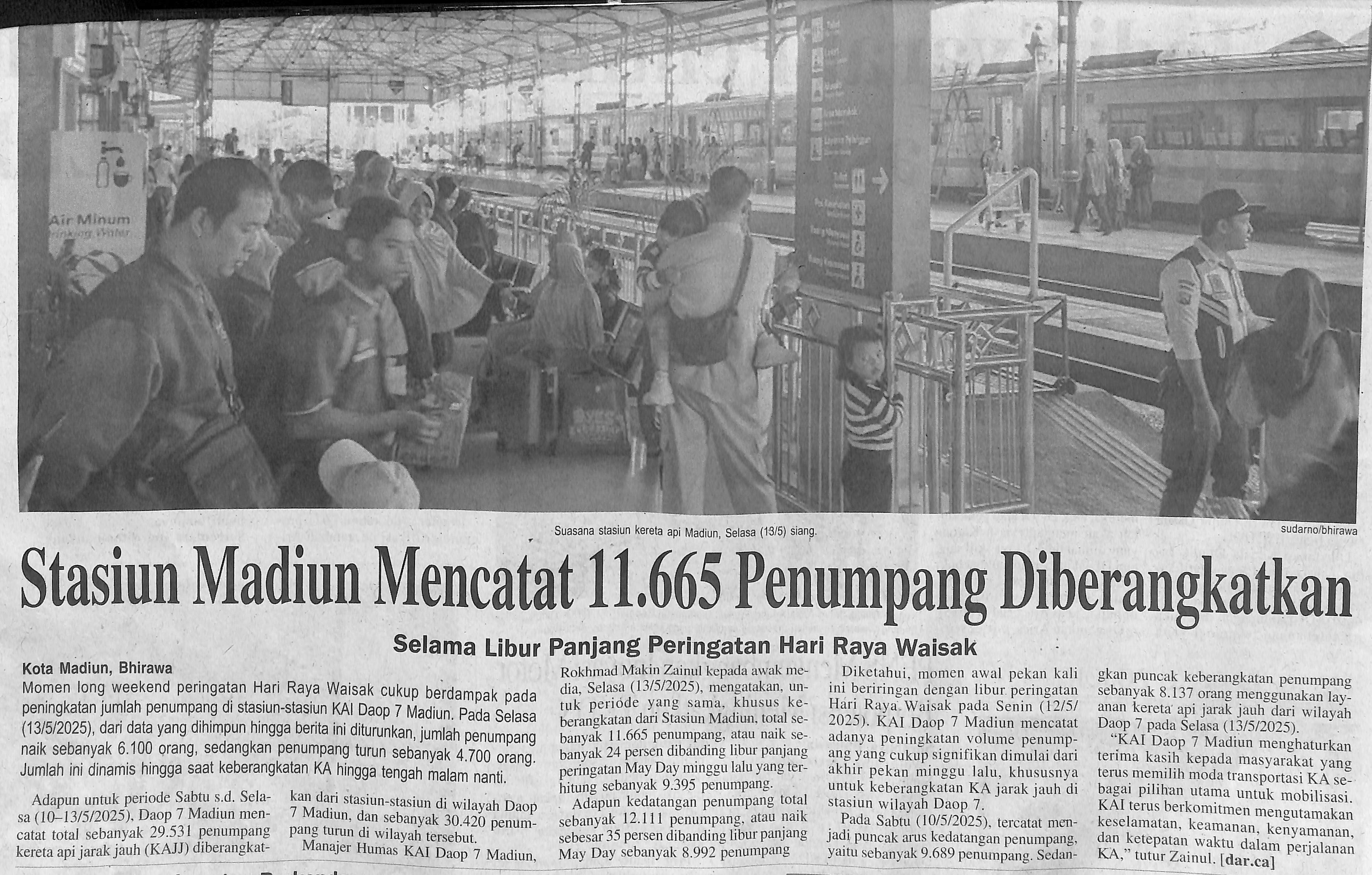 Stasiun Madiun Mencatat 11.665 Penumpang Diberangkatkan